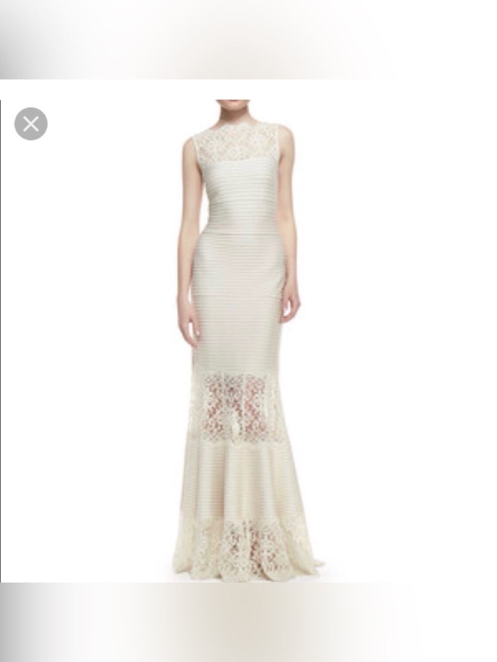 Tadashi Shoji Ivory Pintuck Jersey Boatneck Gown - Picture 5 of 6
